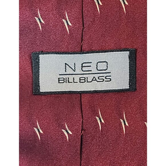 NEO Bill Blass Mens 100% Silk Neck Tie 4"x58.5" Burgundy Red - Picture 3 of 5